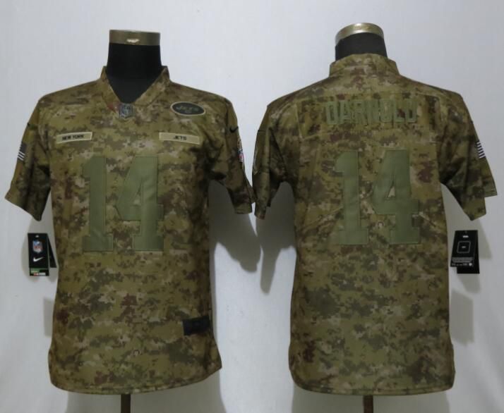 Women New York Jets #14 Darnold Nike Camo Salute to Service Limited NFL Jerseys